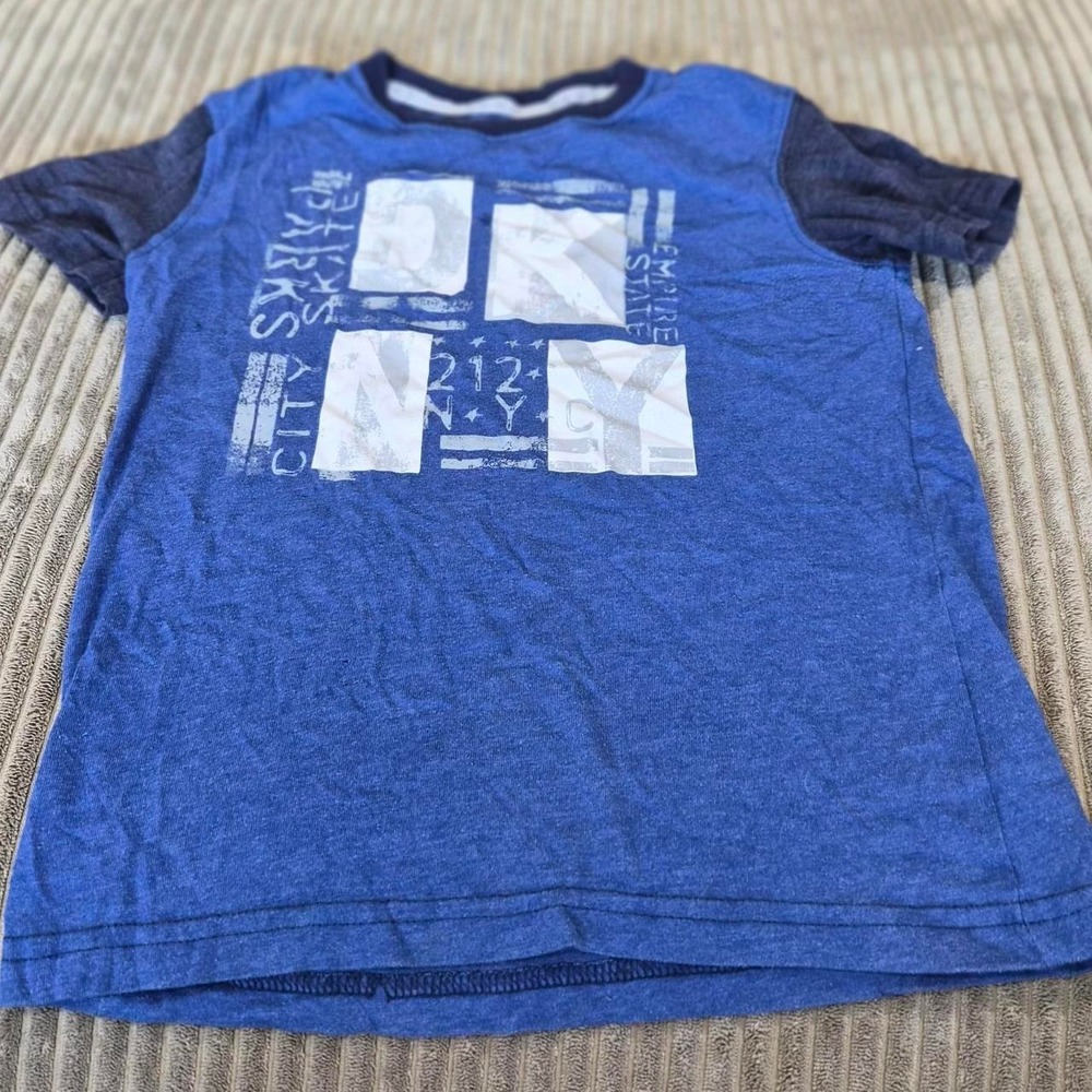 Kids DKNY Short Sleeve Colorblock Graphic T-Shirt Royal Blue Size 5